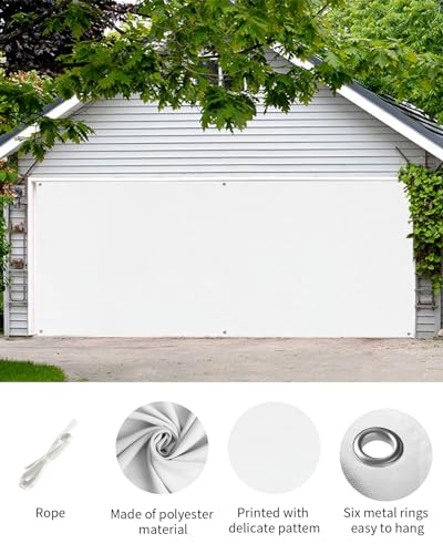 image for T&H XHome Garage Door Cover 7x8 FT, Solid Color White Garage Door Cove
