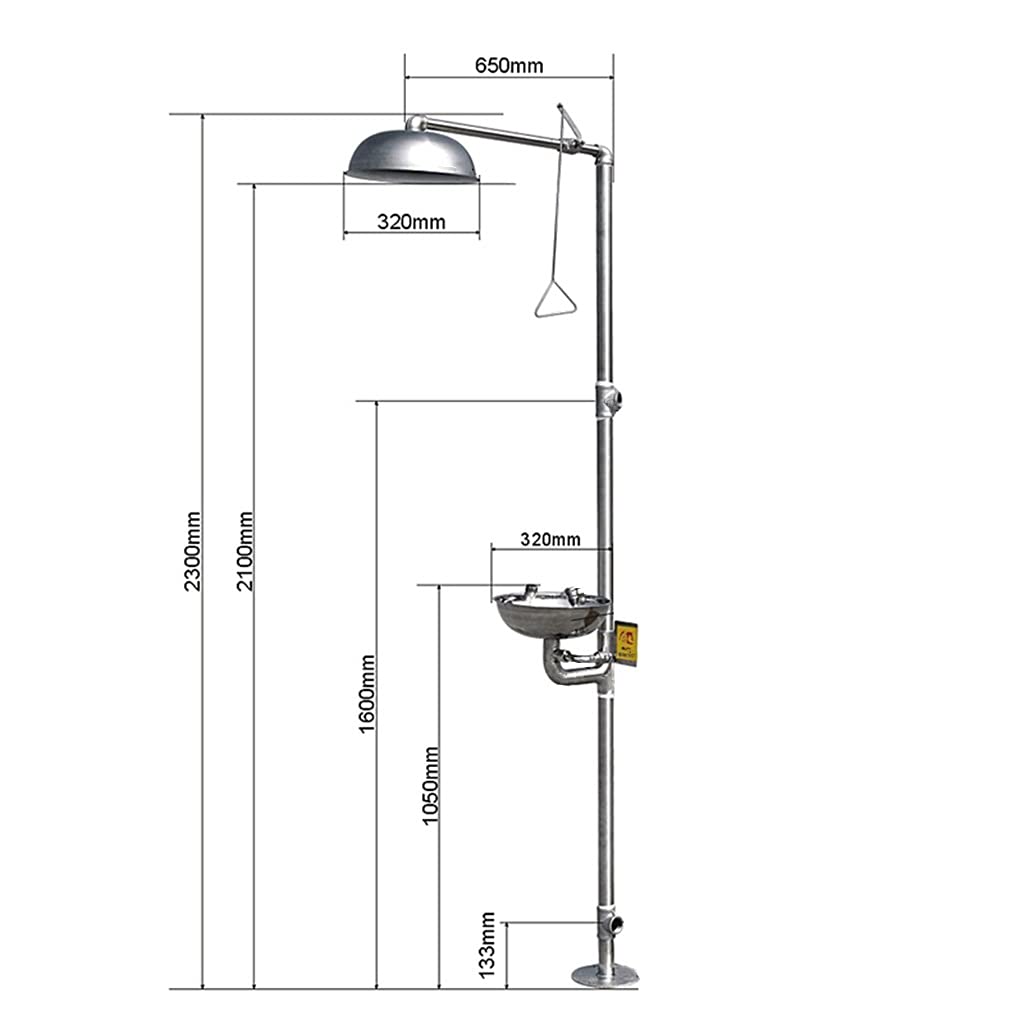 Station de Lavage oculaire d'urgence, Ensemble combiné de Lavage oculaire et de Douche avec débit d'eau de 12 L/Min, en Acier Inoxydable 304.