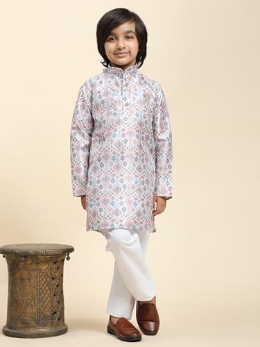 Image of Pro-Ethic Style Developer Boys Silk Kurta Pajama For Kid's Boys Ethnic Wear | Jacquard Silk Kurta Pajama (S-236)