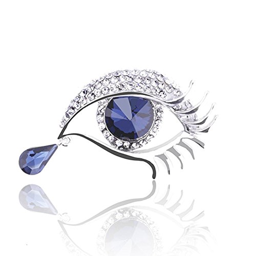 Reizteko Brooch Lapel Pin Shawl Clip Corsage in Crystal Rhinestone Alloy, Jewelry Gift for Women Men (Tear Silver)