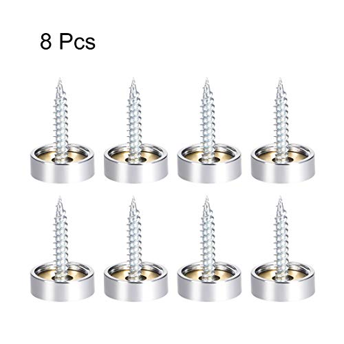 Uxcell Mirror Screws Decorative Cap Cover Nails Polished Stainless Steel 16Mm 8Pcs #TOP2