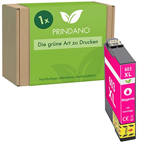 Prindano 1 Patrone kompatibel mit Epson 603XL Magenta | Für Expression Home XP2100 XP2105 XP2150 XP2155 XP3100 XP3105 XP4100 XP4105 Workforce WF-2810DWF 2820DWF 2830DWF 2835DWF 2845DWF Cover