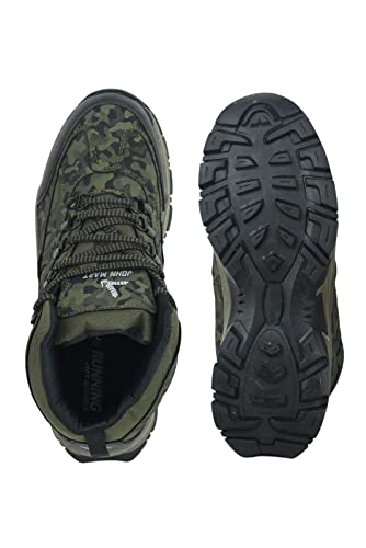 Image of KAZA MHD BLK Men & Women Hunter Trekking and Hiking Woodland Shoes for Men and Women - Water Proof, Anti-Fatigue & Light Weight, Anti-Skid Hiking Shoes Slip Resistant Mountain Boots (JOHNMART)