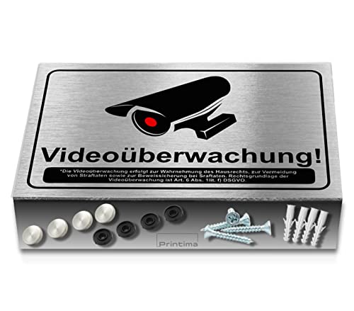 32x21 Achtung Privatgrundstück Videoüberwachung Dibond Schild, DSGVO inkl. Montagezubehör von Printima Cover