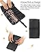 Relavel Makeup Brush Holder Makeup Brush Bag Travel Case Pouch Cosmetic Bag Organizer Travel Portable Cosmetics Brushes Black Leather Case with Small Clear Bag for Makeup Artists (Black, Large)
