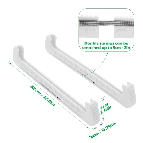 Easecos 2 Pcs Ice Skate Guards Adjustable Figure Skating Guards Universal Hockey Shoe Blade Covers Anti-Slip Blade Walking Protector Ice Skating Accessories, Fit for 7.5-14 Inch Blades (White)