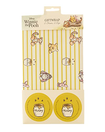 Disney Winnie l'ourson Lot de 2 feuilles de papier cadeau avec étiquettes