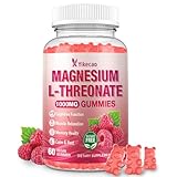 Magnesium L-Threonate Gummies 1000mg, Sugar-Free Magnesium Threonate Supplement for Kids & Adults, Nervous & Muscle System Support, Non-GMO, Raspberry Flavor, 60 Count