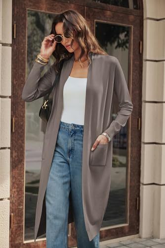 Image of GRACE KARIN Essential Solid Open Front Maxi Long Knitted Cardigan Sweater for Women
