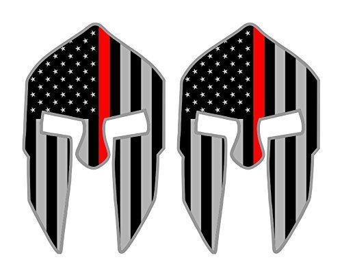 Pair - Spartan Helmet Vinyl Decals | Stickers Helmets, Hard Hats, Firefighter Red LineStealthy Black Ops American Flags