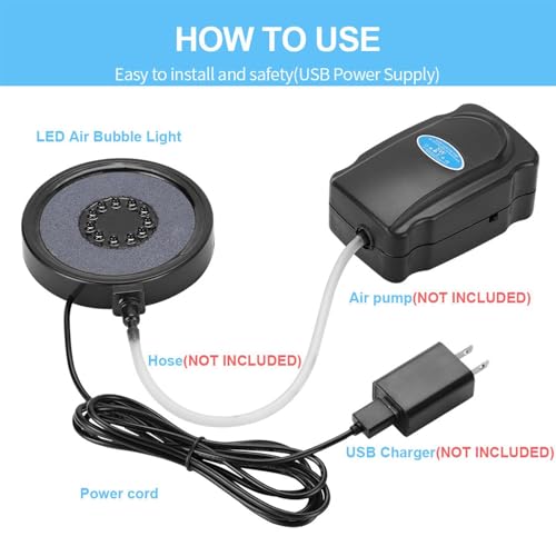 Burbujeador LED para Acuario circular de 13 cm con conexión USB de 7 colores 4