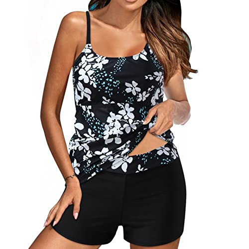 UJUNAOR Damenanzug Bikini Split Digital Bikini -Riemen Plus Anzug Druck Bademode Baden Verstellbare Größe Set Badebekleidung Set Damen (White, XXL) Cover