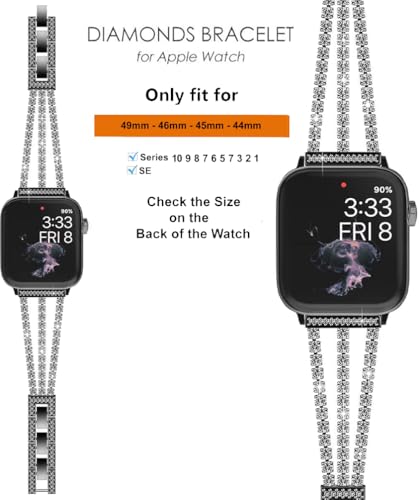 Image of Zitel Bling Rhinestone Metal Band Compatible with Apple Watch Straps for Women Girls Sparkling Shiny Wristbands