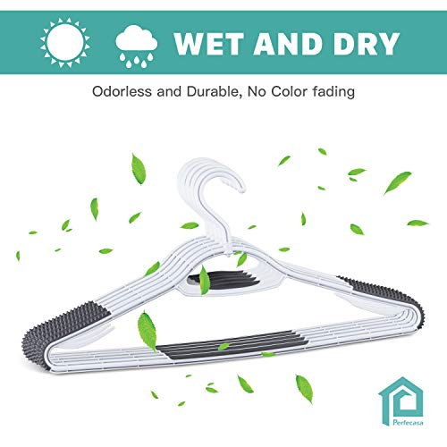 Perfecasa Extra Non Slip Plastic Clothes Suit Hangers with Sure Grip Rubber, 30 Pack, with 360° Swivel Hook, Space Saving, Light Weight, Wet and Dry Use (Pure White/Cool Grey) by Perfecasa - Image 7