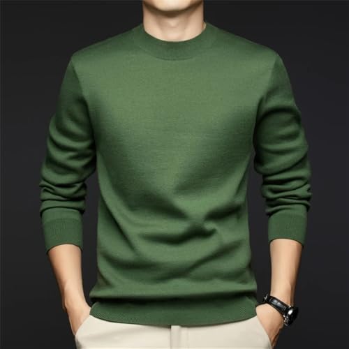 2024 Men's Warm Knitted Sweater Casual O-Neck Sweater Classic Solid Color Knitted Sweater3
