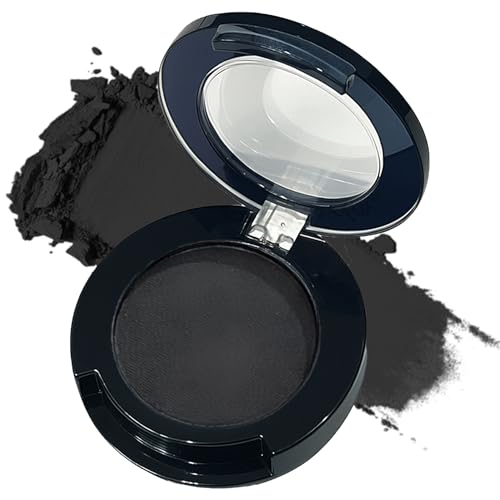 Jet Black Matte Single Eyeshadow Powder - High Pigment Pressed Eye Shadow, Smooth Blendable & Buildable, Waterproof Smudge-Proof Long-Lasting Wear for Bold Liner Smoky Eye Looks (16#Jet Black)