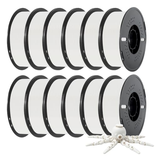 Image of Kingroon PLA Filament,12 Rolls, Dimensional Accuracy + /- 0.02 mm, 12kg Spool(26.5lbs), 1.75 mm, White