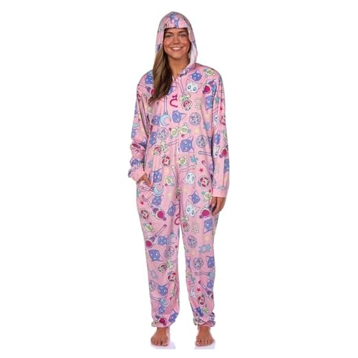 Bioworld Sailor Moon - Pijama de manga de anime Luna Artemis con capucha y cremallera para mujer, Multi colorido, S-M