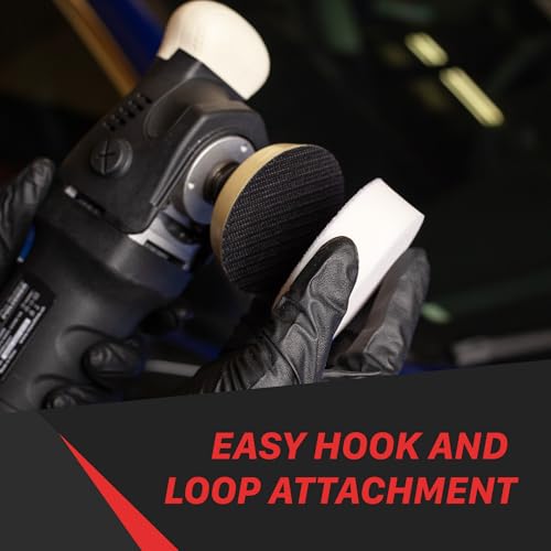 Image of Maxshine 2 inch Hook and Loop Foam Polishing Pads Kit - Specially Designed for Polishing Small Areas, Comes with 6 Piecess of Pads for Cutting, Polishing, Finishing (2 Pieces Each)