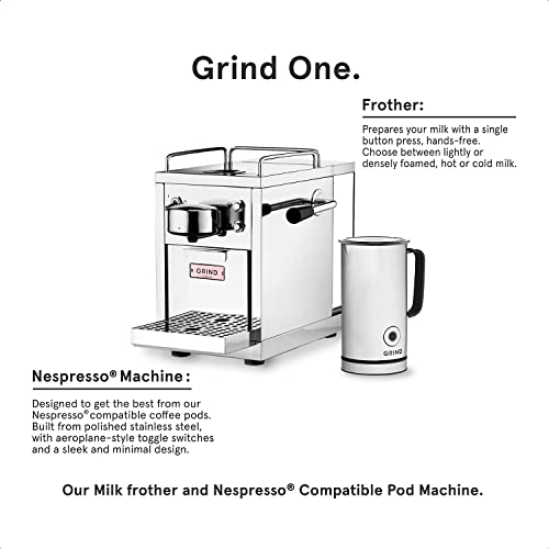 Grind One - Milchaufschäumer + 60 Kapseln - Espressomaschine kompatibel mit Nespresso Original Kapseln - Single Serve… – Bild 4