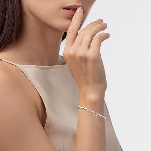 EXGOX Silver Bracelet for Women 925 Sterling Silver Bead Bracelet Infinity Love Heart Ladies Silver Bracelet Adjustable Friendship Bracelets Jewellery Gifts for Women - Image 3