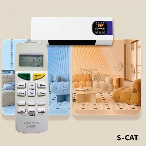 Image of S-CAT Compatible with Daikin AC Remote Original ARC470A12 Model 132I (No Backlight) Suitable for 1 1.5 2 Ton Split /Window AC (Match Old Remote Exactly, Contact Customer Care for Order)