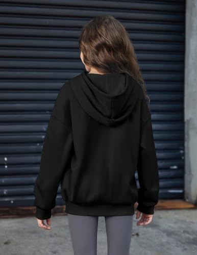 Arshiner Girls Oversized Hoodies Fleece Pullover Sweatshirts Black Kids Cozy Tops Fall Fashion Outfits Winter Clothes Size 8-10 — view 3