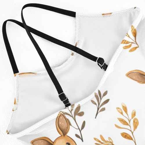 Cute Kangaroos Leaves Girls Swimsuit One Piece Bathing Suit for Baby Girls' Swimwear 3-10T4