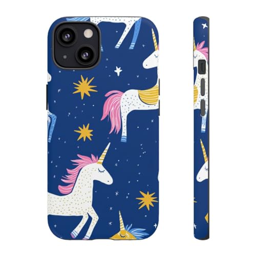 Coque iPhone 13 licorne rigide mate bleu accessoire de protection rigide