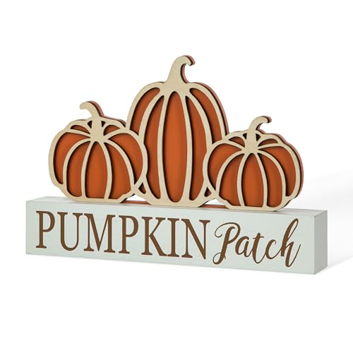 Glitzhome Wood Fall Pumpkin Patch Pumpkins Table Sign Wooden Cutout