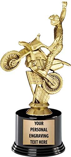 Crown Awards Motocross Trophies with Custom Engraving, 7.25" Personalized Cycling