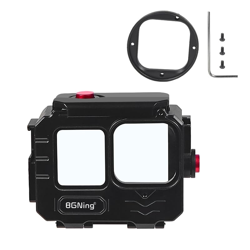BGNing Aluminum Alloy 80m Waterproof Housing Case Diving Case for 12 11 10 9 Action Camera Underwater Vlog Shell Protective Frame (Standard Combo A)
