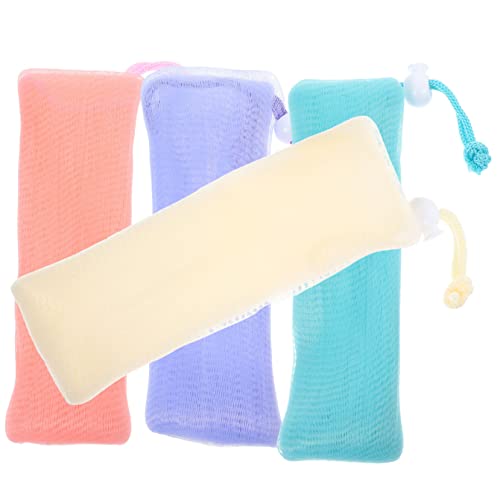 SMASOLO 4Piezas Bolsas Jabón Malla Suave para Almacenamiento con Cordón para Limpiar Lavado