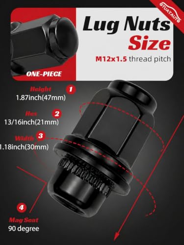 Image of OTUAYAUTO M12x1.5 Mag Seat Lug Nuts - Replacement for 1989-2023 Toyota