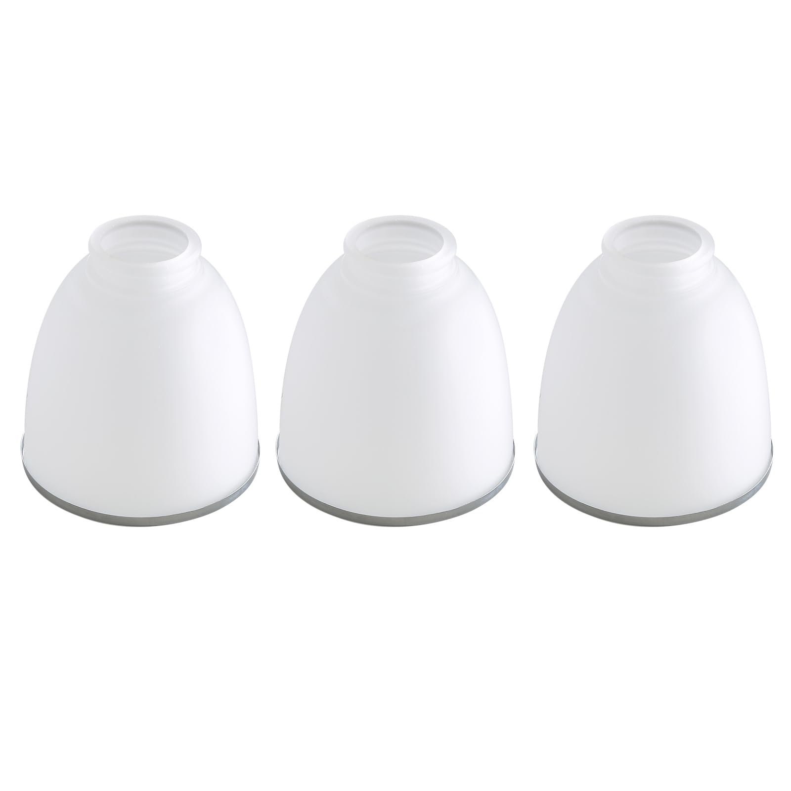 3-Pack White Frosted Glass Shade With Chrom Ring,Ceiling Fan Light Covers Glass Globes Lampshades for Chandelier Vanity Lights Wall Sconces Pendant Light, 1.57" Fitter, 4.92" high x 4.72" diameter