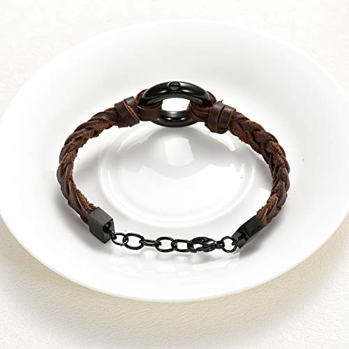 constantlife Circle of Life Urn Cremation Bracelet for Ashes Memorial Jewelry Brown Leather Wrist Band Bangle Funeral Keepsake4