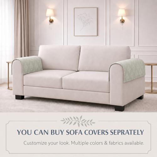 Image of STITCHNEST 'Verdant Rekhika Stories' Sofa Armrest Cover | Elegant Jacquard Fabric, Washable & Durable for Modern Living (18 x 22 Inches)