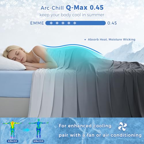 Image of EMME Cooling Throw Blanket Summer Blanket for Hot Sleepers Cold Throws for Couch Sofa Bed Thin Lightweight Double-Sided Keep Body Cool for Kids Adults Gradient Grey