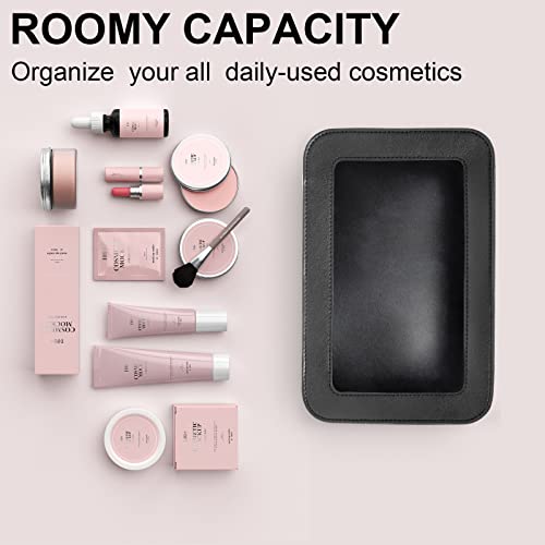 Image of LETGO Clear Beach Makeup Bags, TSA Approved Toiletry Bag with Zipper, Clear Makeup Organizer Fit Carry-on Travel Car Accessories Essentials,Portable Travel Small Pouch for Women Men (Black)