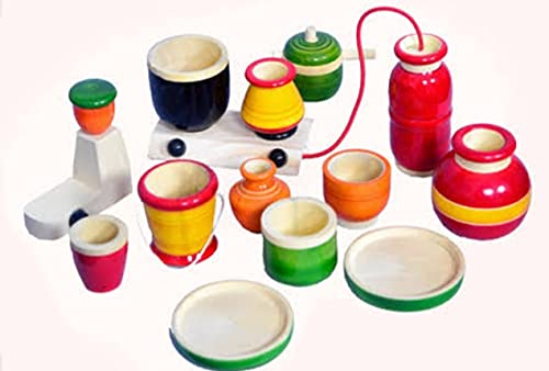 MAMU SHOP Made in India Kitchen Mixy Set 15 PIS Chennapattana Wooden Modern Kitchen Set Toys - Multicolor - Image 3 thumbnail