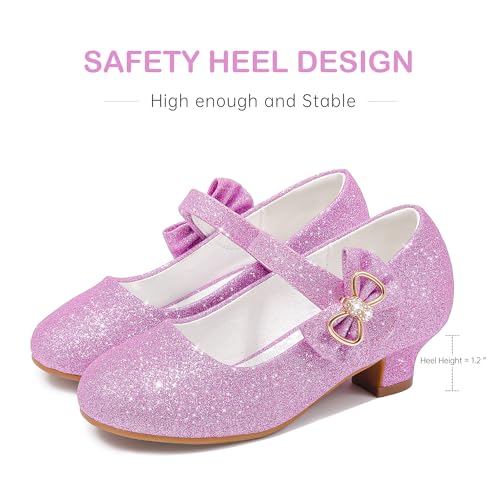 Image of Dufannie Girls Dress Shoes Princess Flats Heels for Toddler Little Big Kids