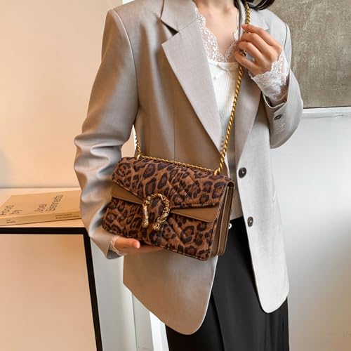 Image of MYHOZEE Crossbody Bags for Women - Snake Printed Clutch Purses Leather Chain Shoulder Bags Evening Handbags