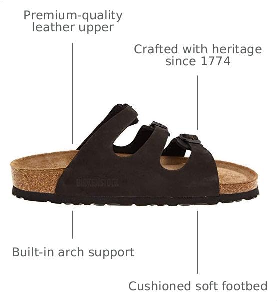 Image of Birkenstock Florida Soft Footbed - Leather Black Oiled Leather 38 (US Women's 7-7.5) Regular