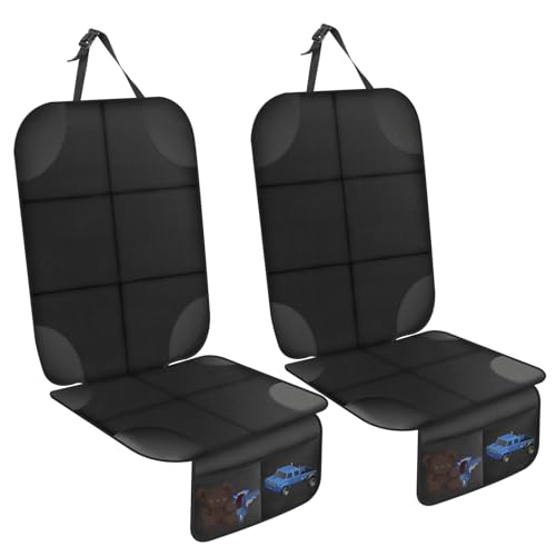 AiQInu Protector Asiento Coche, 2 Piezas Impermeable Antideslizante Compatible Isofix Protector de Asiento de Coche de Niño con 2 Bolsillos de Almacenaje para Asiento de Coche de Cuero y Tela