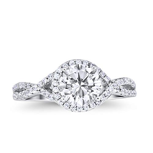 Blue Apple Co. Round Shape Infinity Shank Twisted Halo Cluster Fashion Statement Engagement Ring Cubic Zirconia 925 Sterling Silver2