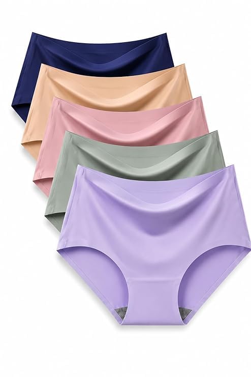 Women’s Seamless Ice Silk Hipster Panties – Soft Breathable No-Show Underwear for Women, Stretch Comfortable Briefs (Multicolor) Pack of 5-image-14