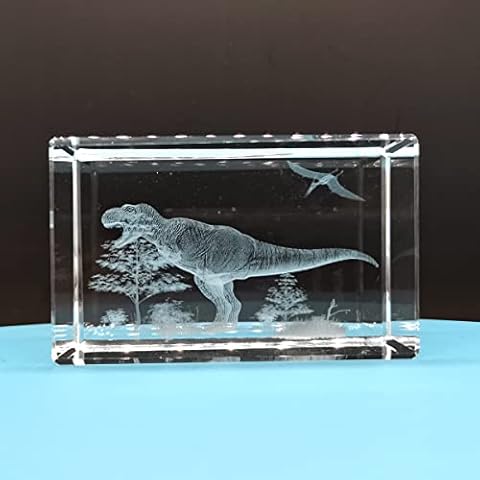 FlyingBean 3D Dinosaur Crystal Glass Crafts, Laser Engraved 3D Animal Graphic Art Collection, As Paperweight, Home Decorations, Desk Ornament Application in Home and Office Occasion Cover