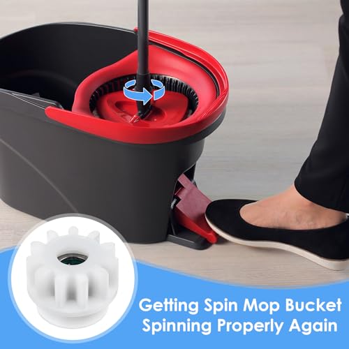 Lnngub 4 Stück Spin Mop Ersatzteile, Kunststoff Spin Mop Eimer Kupplungslager Zahnrad-Ritzel-Ersatz 2,5 cm Spin-zahnrad Ersatz für O-Cedar/für Vileda Easywring RinseClean (Weiß)