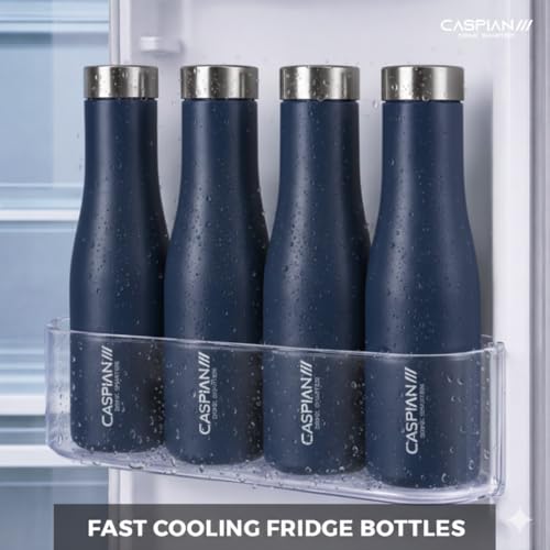 Image of CASPIAN / / / Aqua ISI Certified Stainless Steel Water Bottle 1ltr. (G Grey, 1 Litre, Set of 6) | Leak Proof Thunder for Fridge Home Office Travel School Kids Boys Girls Adults Sports Gym Yoga| BPA Free
