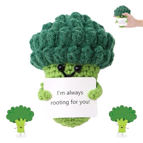 Yistoi Broccoli Positivi All'Uncinetto, Plushies, Peluche Doll, Positive Crochet Doll, Supporto Emotivo, Regali di Addio, Regali di Compleanno, Regali di San Valentino e Regali di Natale